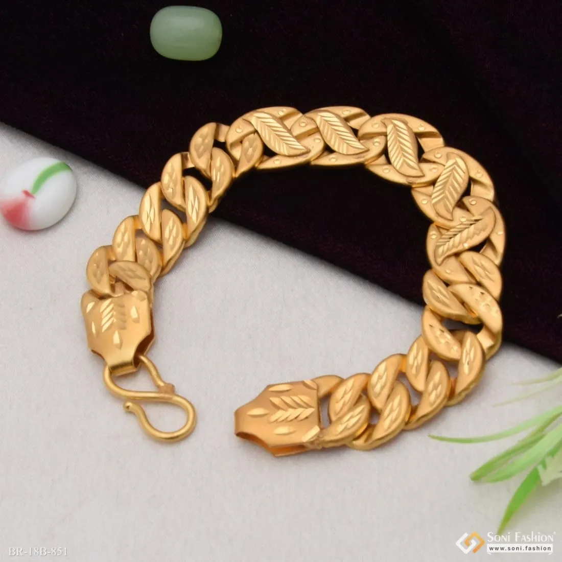 1 Gram Gold Forming Leaf Pokal Designer Design Best Quality Bracelet - Style B851
