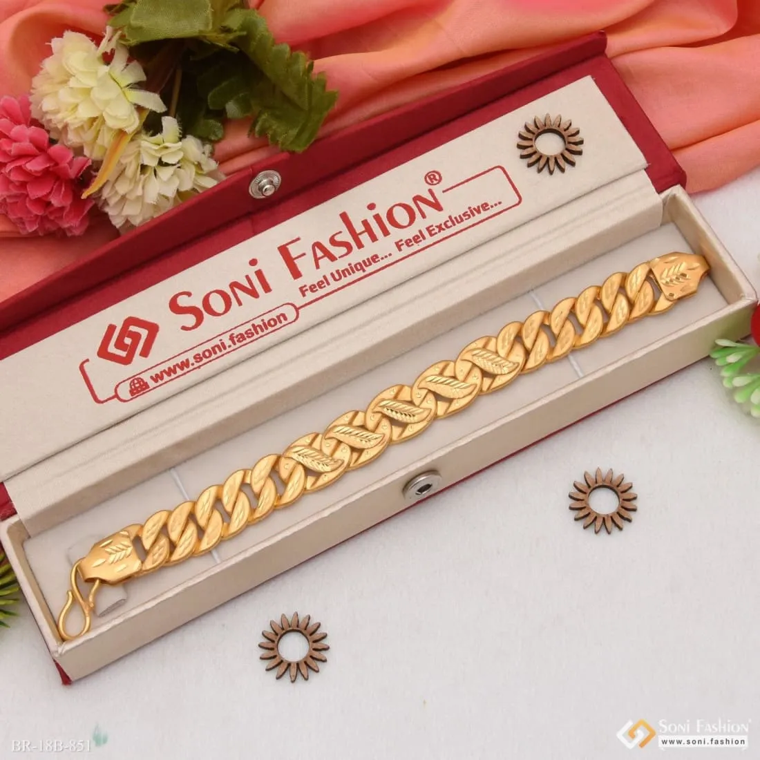 1 Gram Gold Forming Leaf Pokal Designer Design Best Quality Bracelet - Style B851