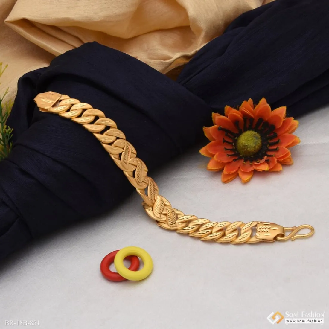 1 Gram Gold Forming Leaf Pokal Designer Design Best Quality Bracelet - Style B851