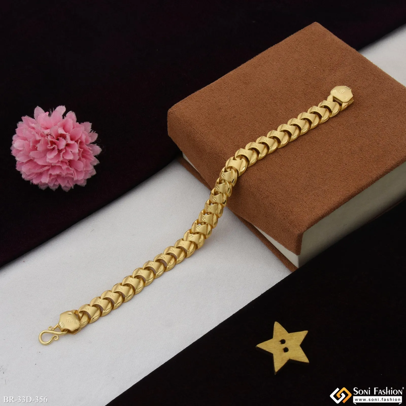 1 Gram Gold Plated Gorgeous Design Pokal Bracelet for Men - Style D356