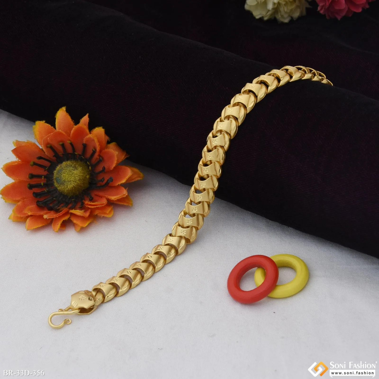1 Gram Gold Plated Gorgeous Design Pokal Bracelet for Men - Style D356