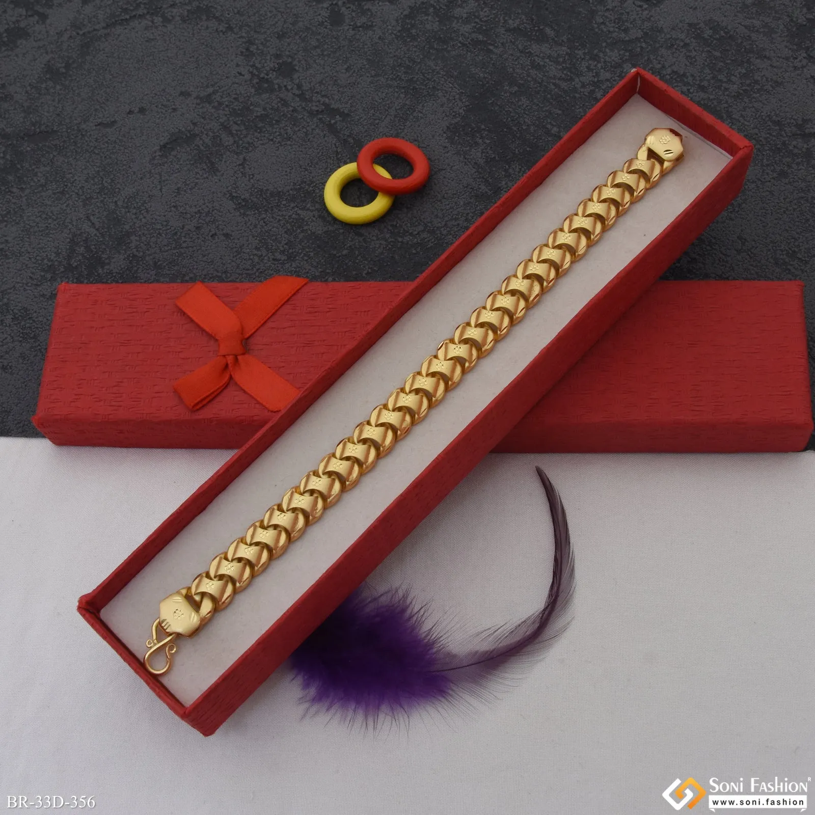 1 Gram Gold Plated Gorgeous Design Pokal Bracelet for Men - Style D356