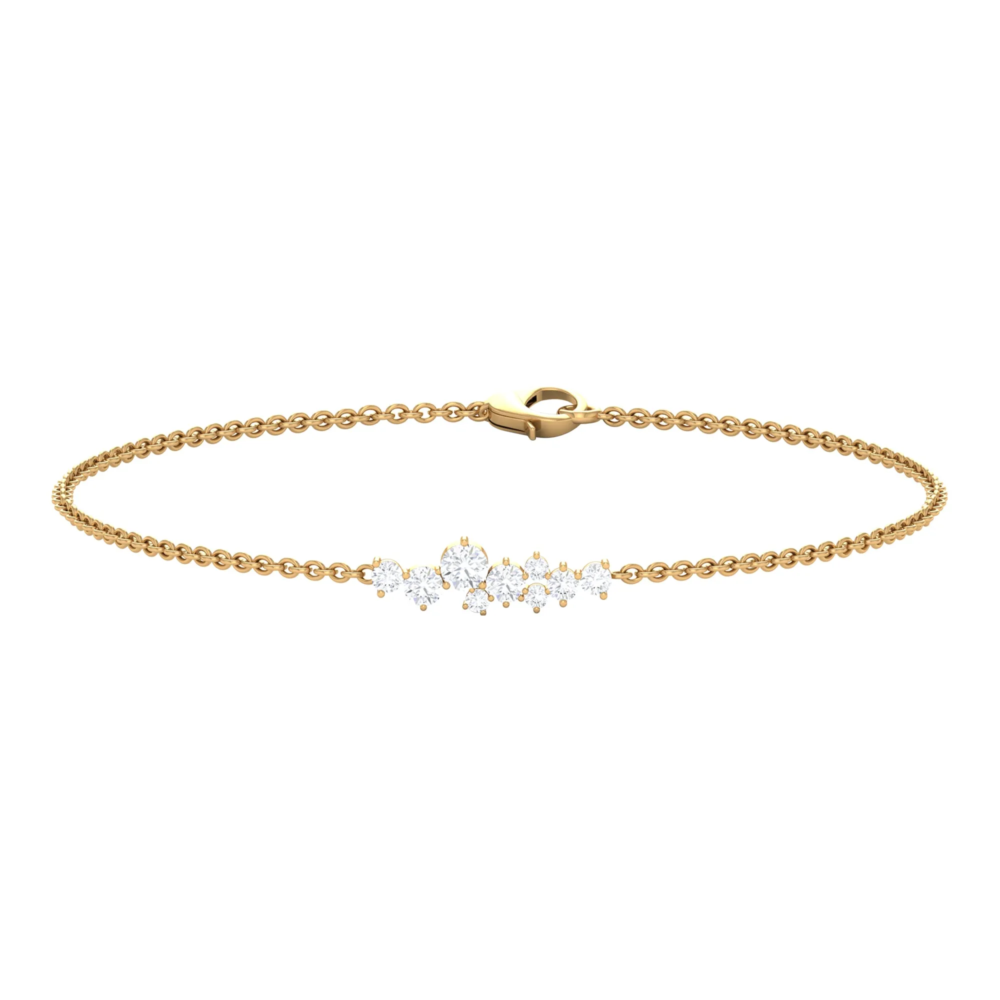 1/2 CT Cubic Zirconia Cluster Chain Bracelet in Gold