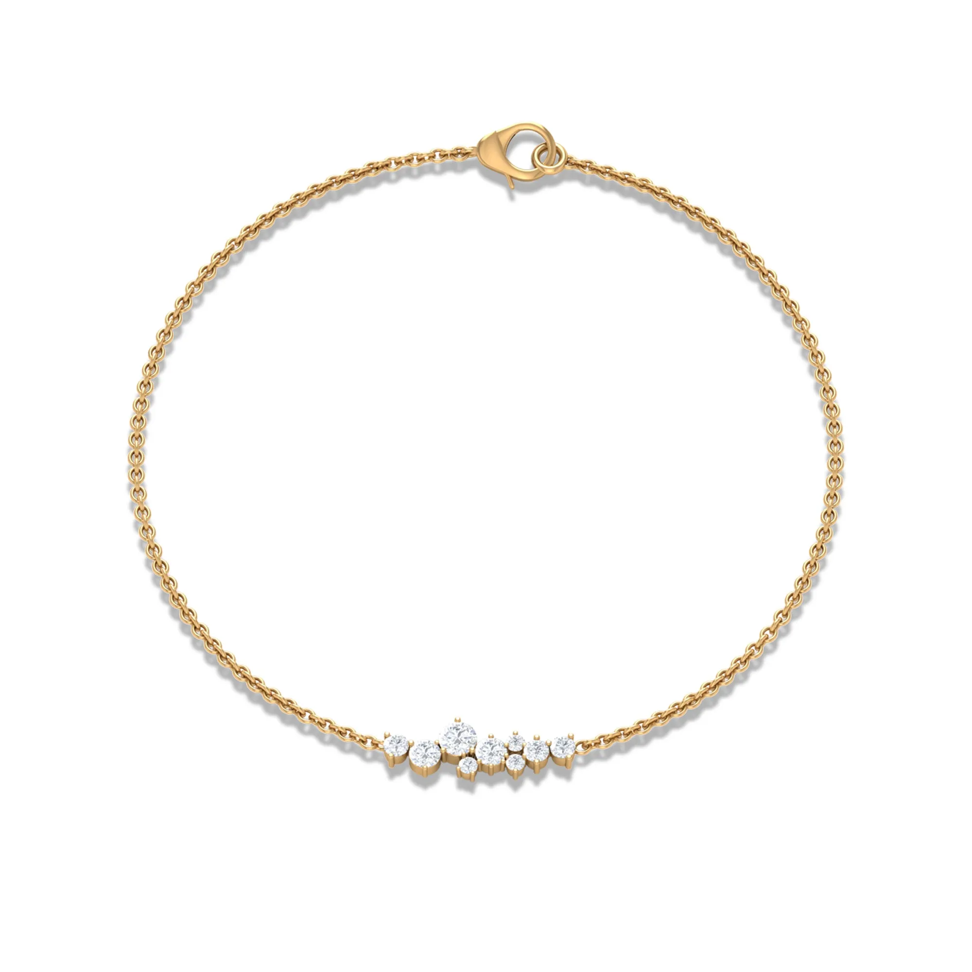 1/2 CT Cubic Zirconia Cluster Chain Bracelet in Gold