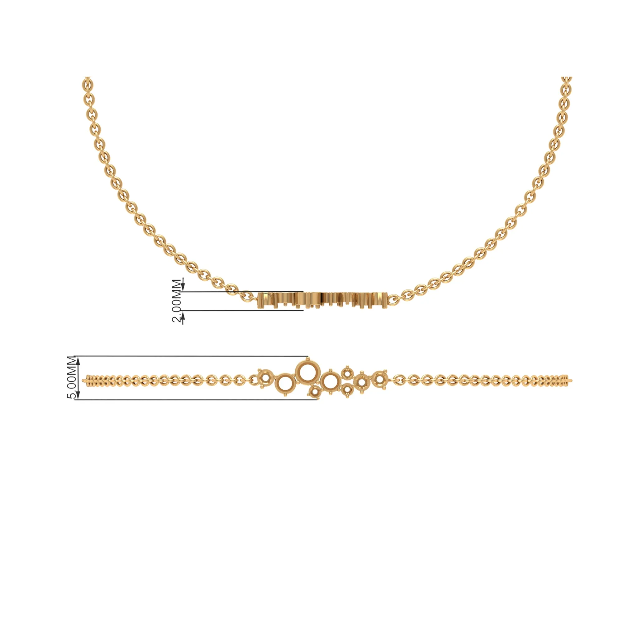 1/2 CT Cubic Zirconia Cluster Chain Bracelet in Gold
