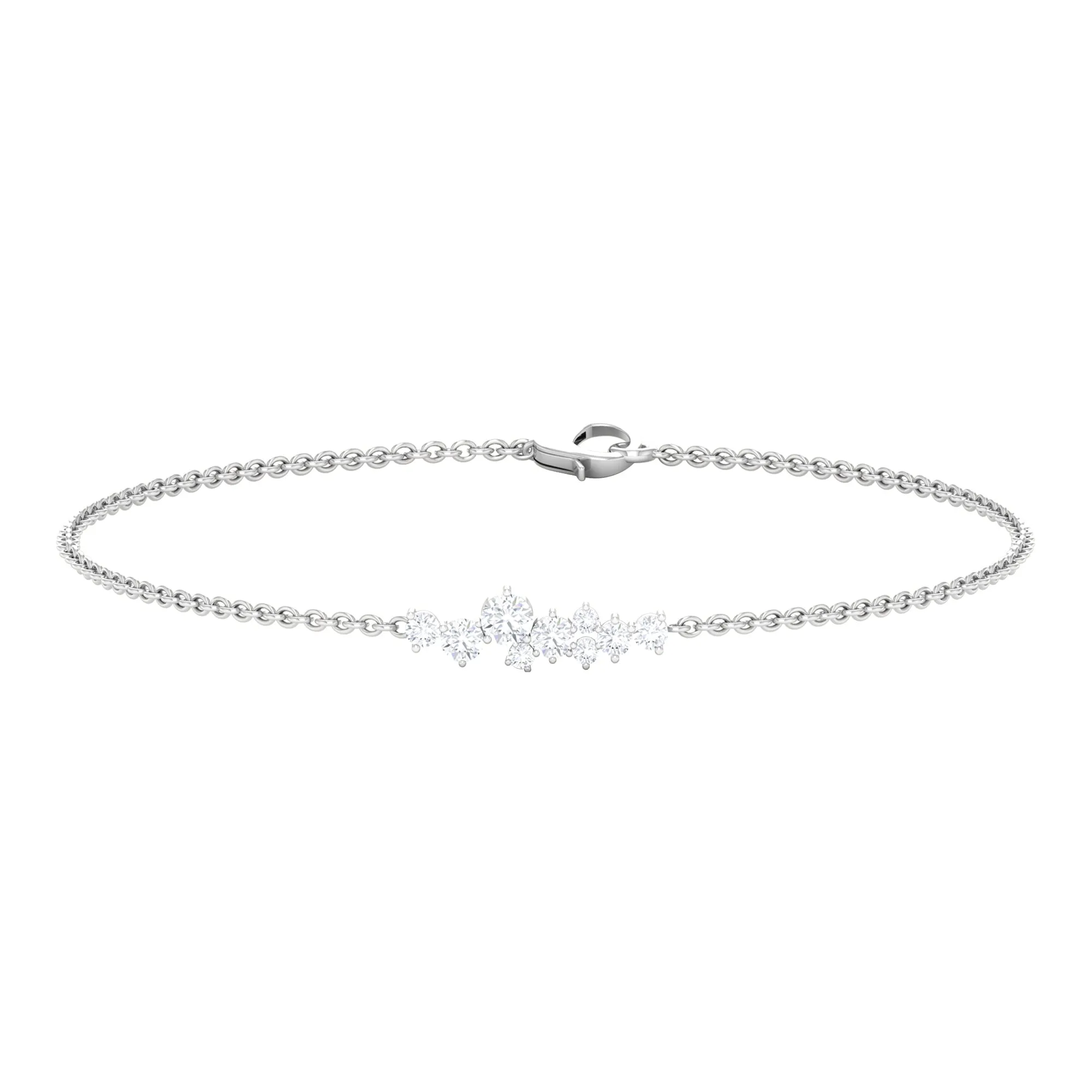 1/2 CT Cubic Zirconia Cluster Chain Bracelet in Gold