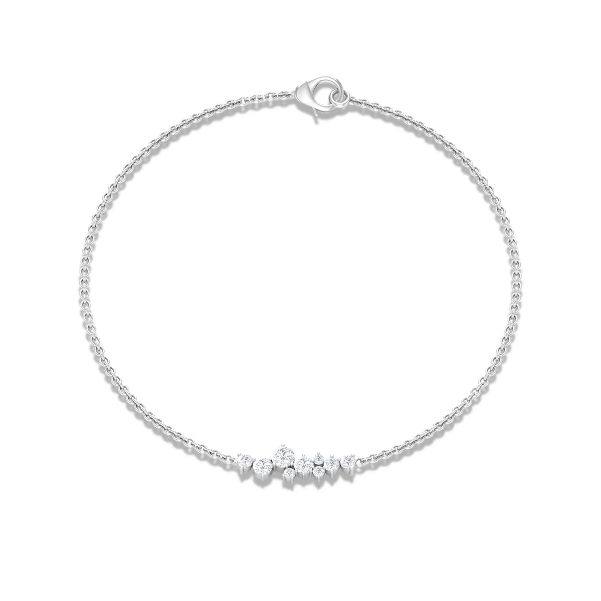 1/2 CT Cubic Zirconia Cluster Chain Bracelet in Gold