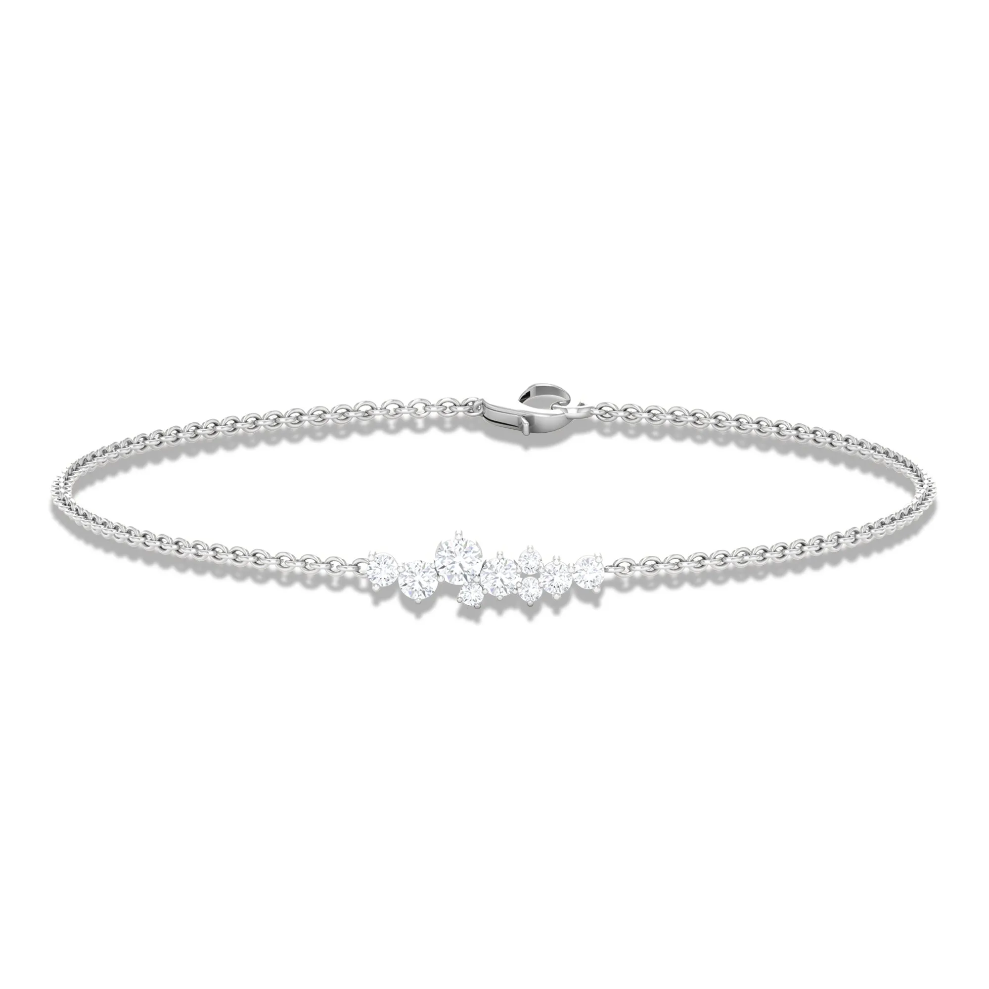 1/2 CT Cubic Zirconia Cluster Chain Bracelet in Gold