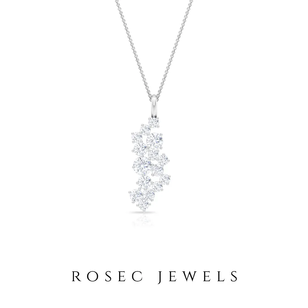 1/2 CT Prong Set Natural Diamond Cluster Pendant