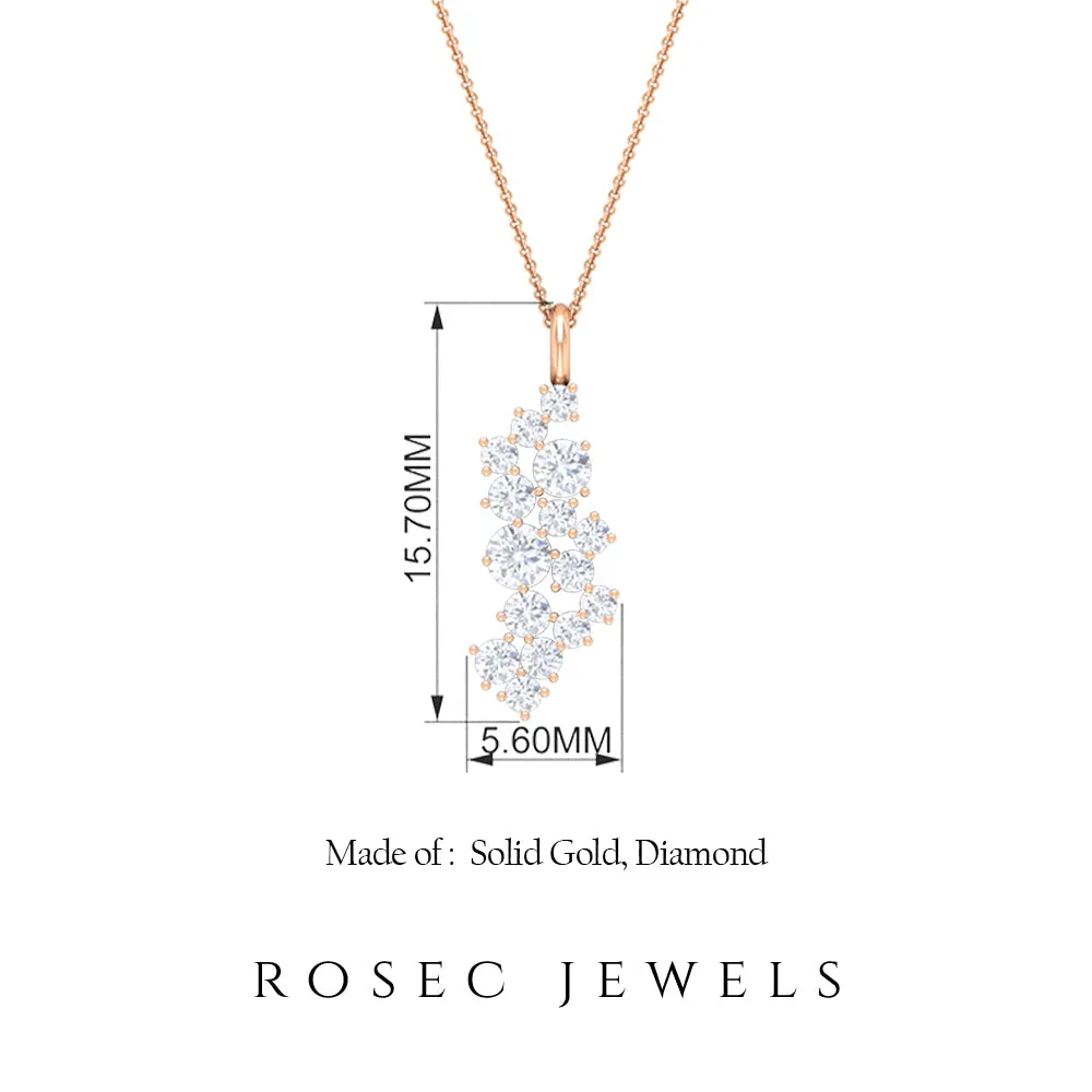 1/2 CT Prong Set Natural Diamond Cluster Pendant
