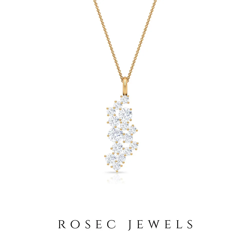 1/2 CT Prong Set Natural Diamond Cluster Pendant