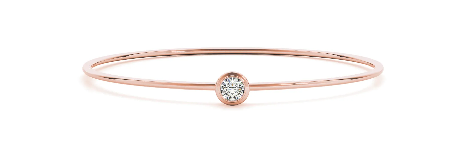 14K RD Diamond Bezel Set Wire Flexible Bangle Bracelet
