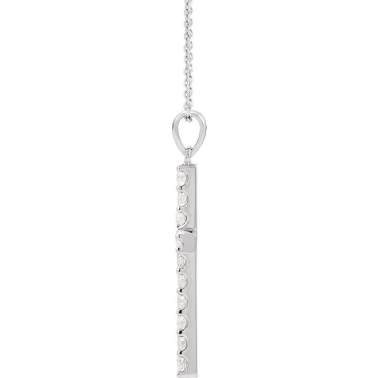 14K White 1/10 CTW Natural Diamond Cross 18" Necklace
