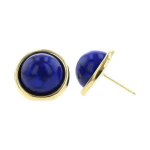 14K Yellow Gold Lapis Lazuli Stud Earrings