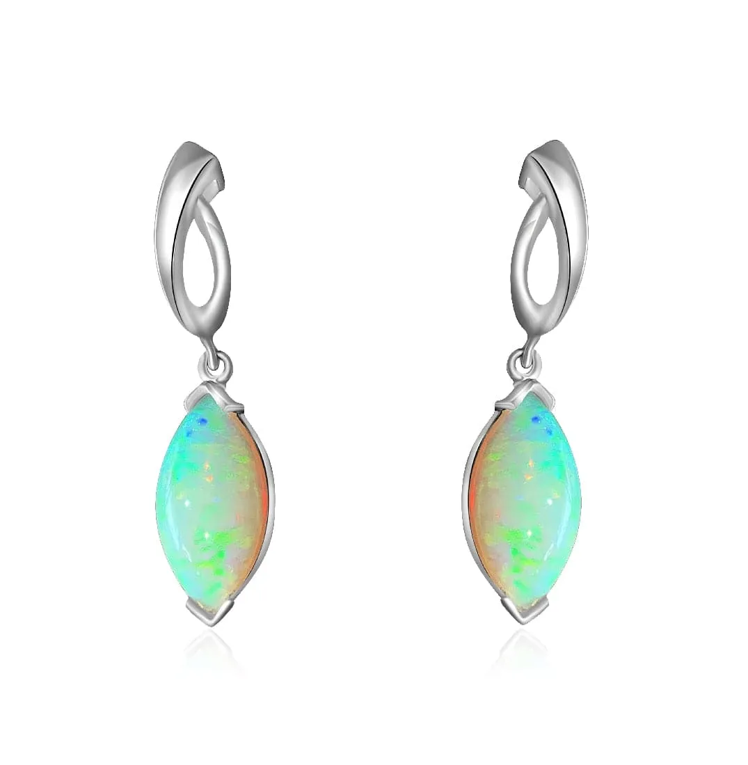 14kt White Gold dangling Opal earrings
