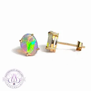 14kt Yellow Gold pair of Black Opals 1.38ct claw set