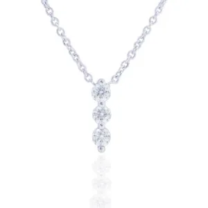 14KW 3D0.11CT Diamond Necklace 3stone Jouney  (118N401095W14DI1)
