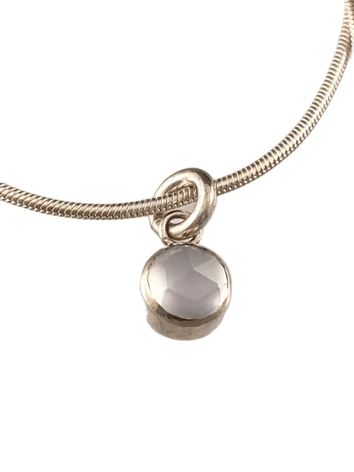 16” Sterling Silver Snake Chain Necklace Rose Cut Gemstone Charm