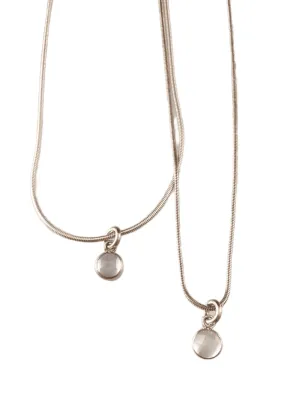16” Sterling Silver Snake Chain Necklace Rose Cut Gemstone Charm
