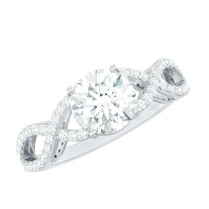 1.75 CT Round Cut Solitaire Zircon Crossover Engagement Ring