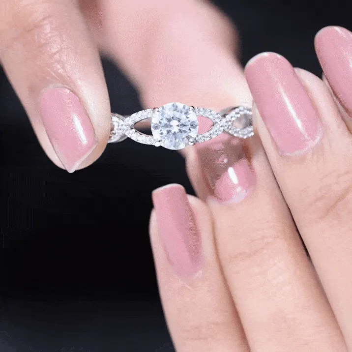 1.75 CT Round Cut Solitaire Zircon Crossover Engagement Ring