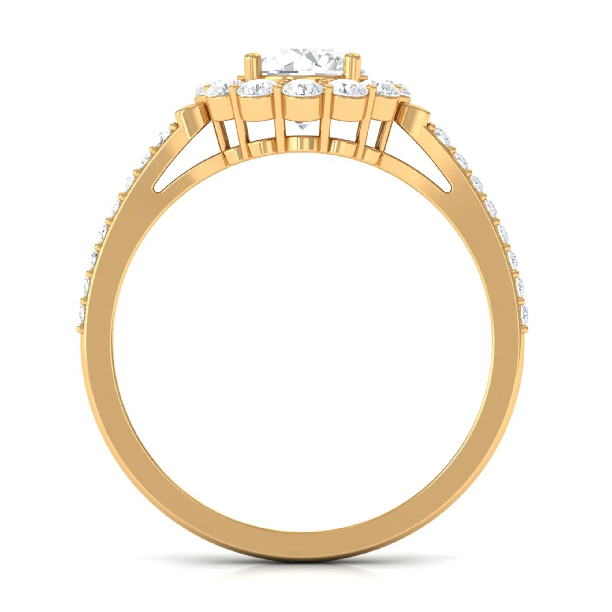 1.75 CT Round Zircon Halo Engagement Ring in Gold