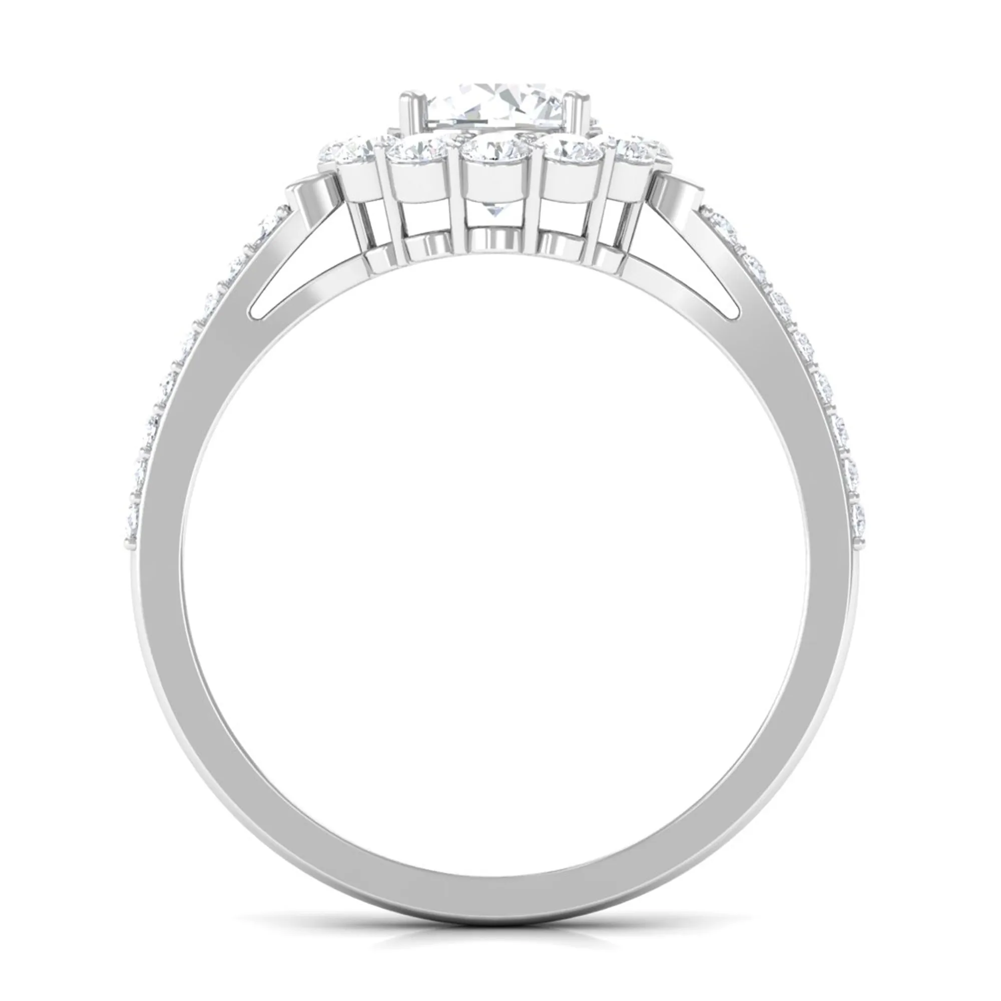 1.75 CT Round Zircon Halo Engagement Ring in Gold