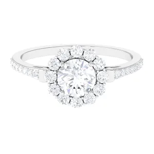 1.75 CT Round Zircon Halo Engagement Ring in Gold