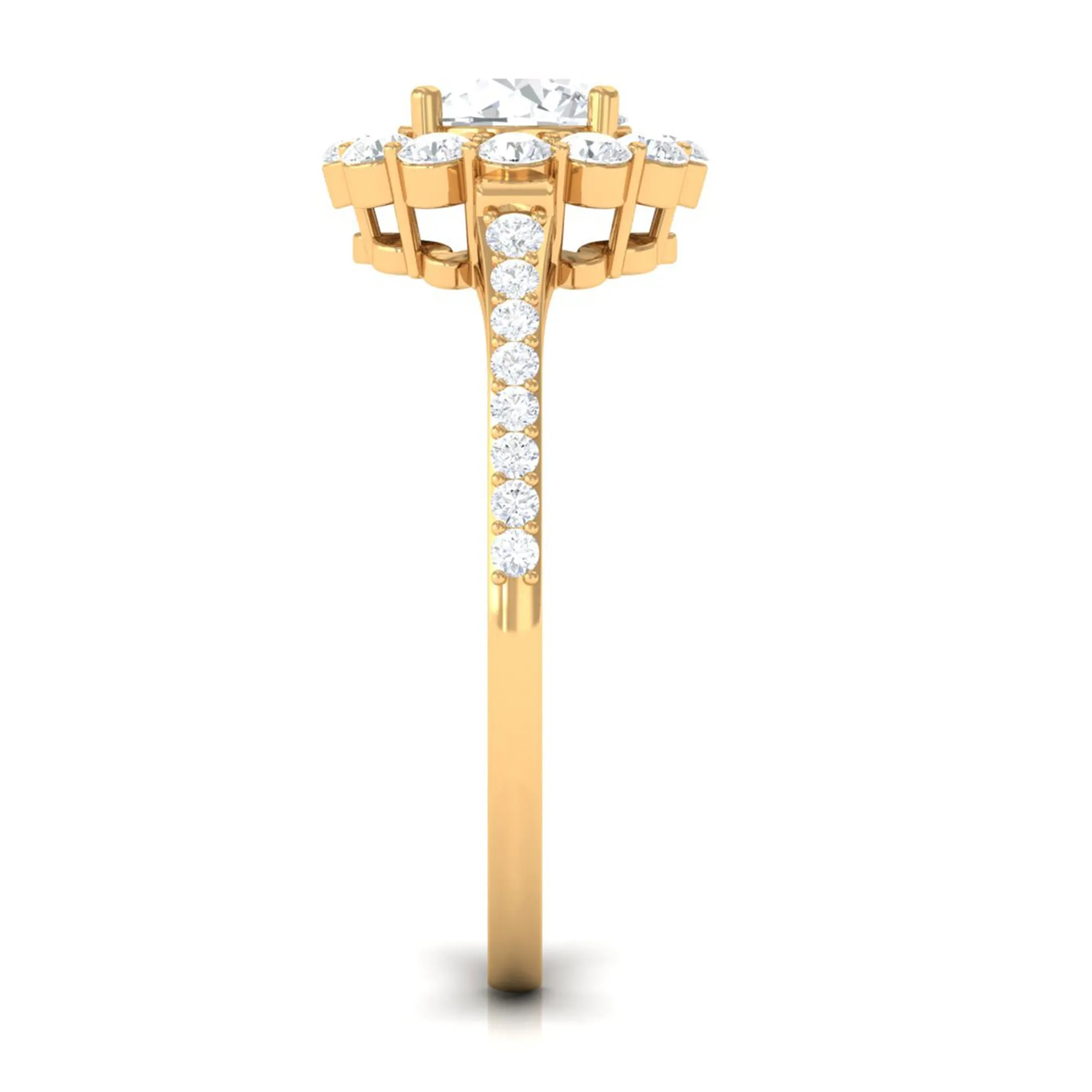 1.75 CT Round Zircon Halo Engagement Ring in Gold