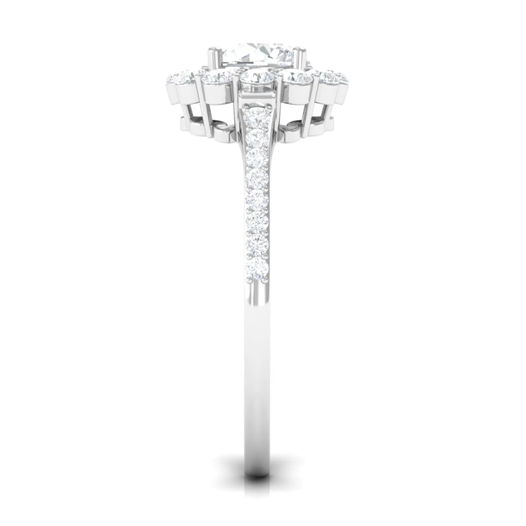 1.75 CT Round Zircon Halo Engagement Ring in Gold