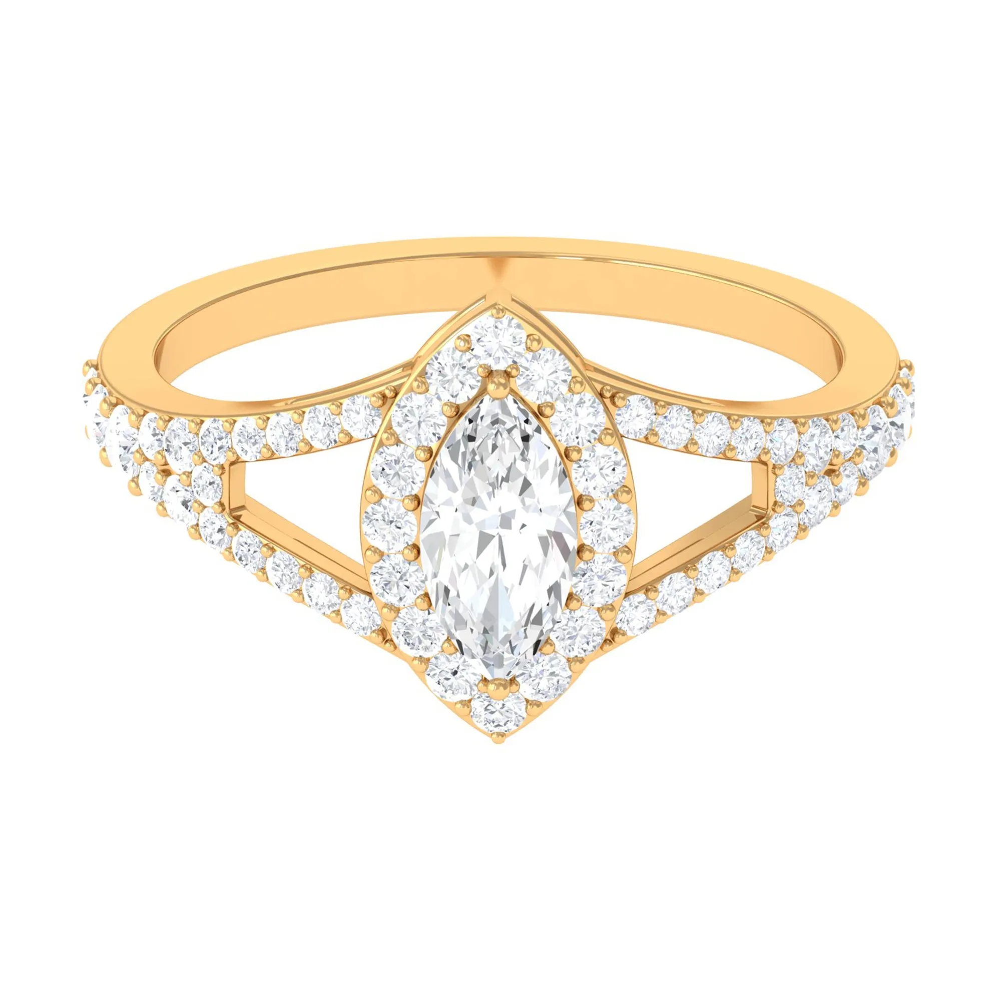 1.75 CT Split Shank Marquise Cut Zircon Engagement Ring