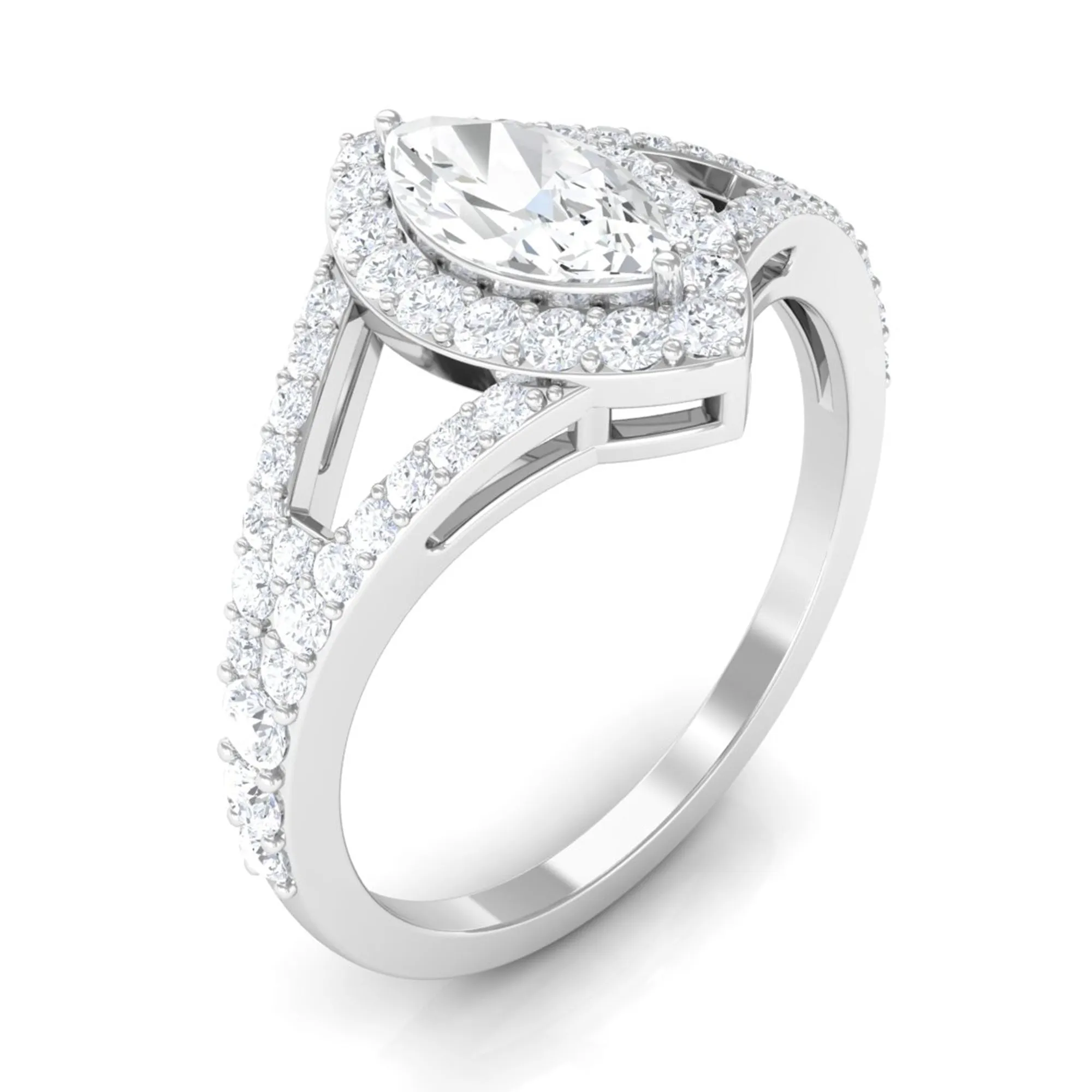 1.75 CT Split Shank Marquise Cut Zircon Engagement Ring