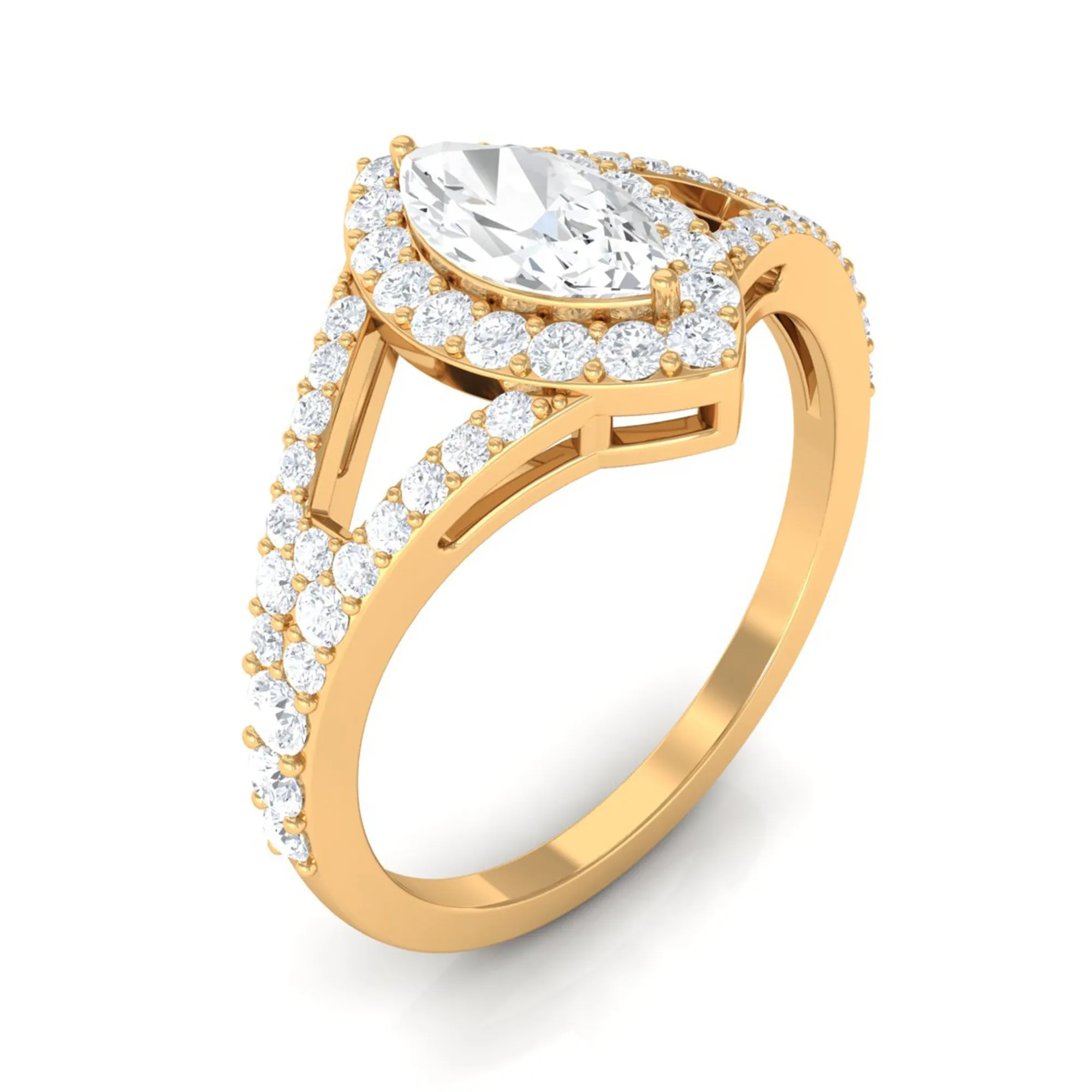 1.75 CT Split Shank Marquise Cut Zircon Engagement Ring