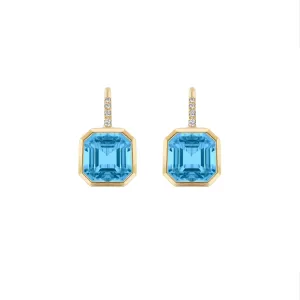 18K Gold Gossip Asscher Cut Earrings