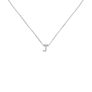 18k Gold Initial Letter "J" Diamond Pandent   Necklace