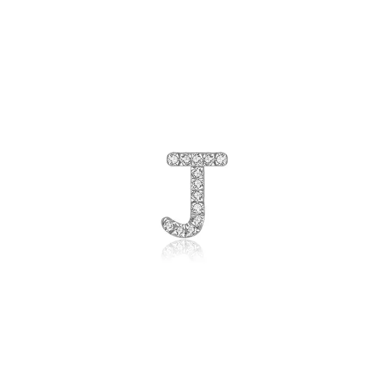 18k Gold Initial Letter "J" Diamond Pandent   Necklace