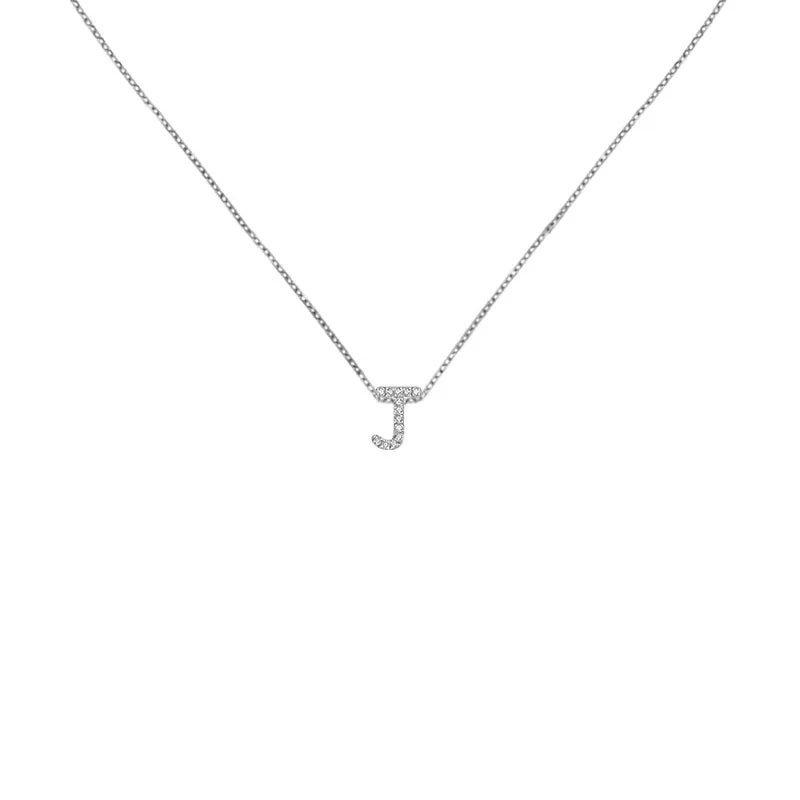 18k Gold Initial Letter "J" Diamond Pandent   Necklace