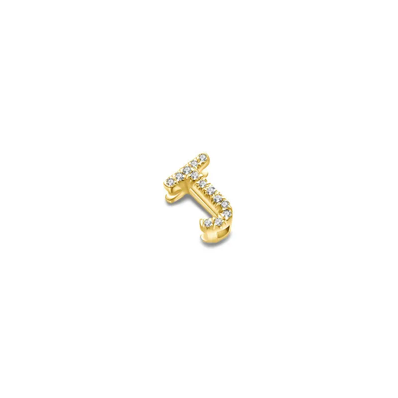 18k Gold Initial Letter "J" Diamond Pandent   Necklace