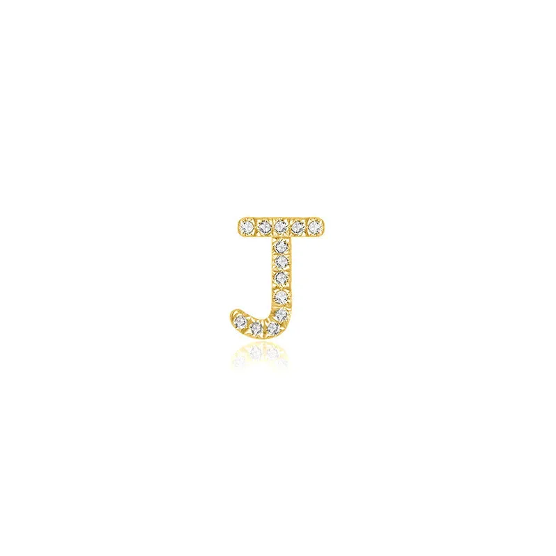 18k Gold Initial Letter "J" Diamond Pandent   Necklace