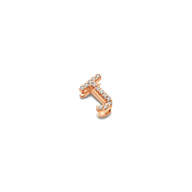 18k Gold Initial Letter "J" Diamond Pandent   Necklace
