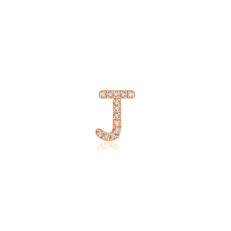 18k Gold Initial Letter "J" Diamond Pandent   Necklace