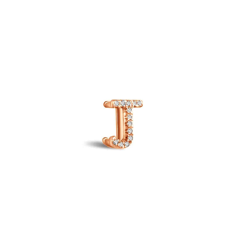 18k Gold Initial Letter "J" Diamond Pandent   Necklace