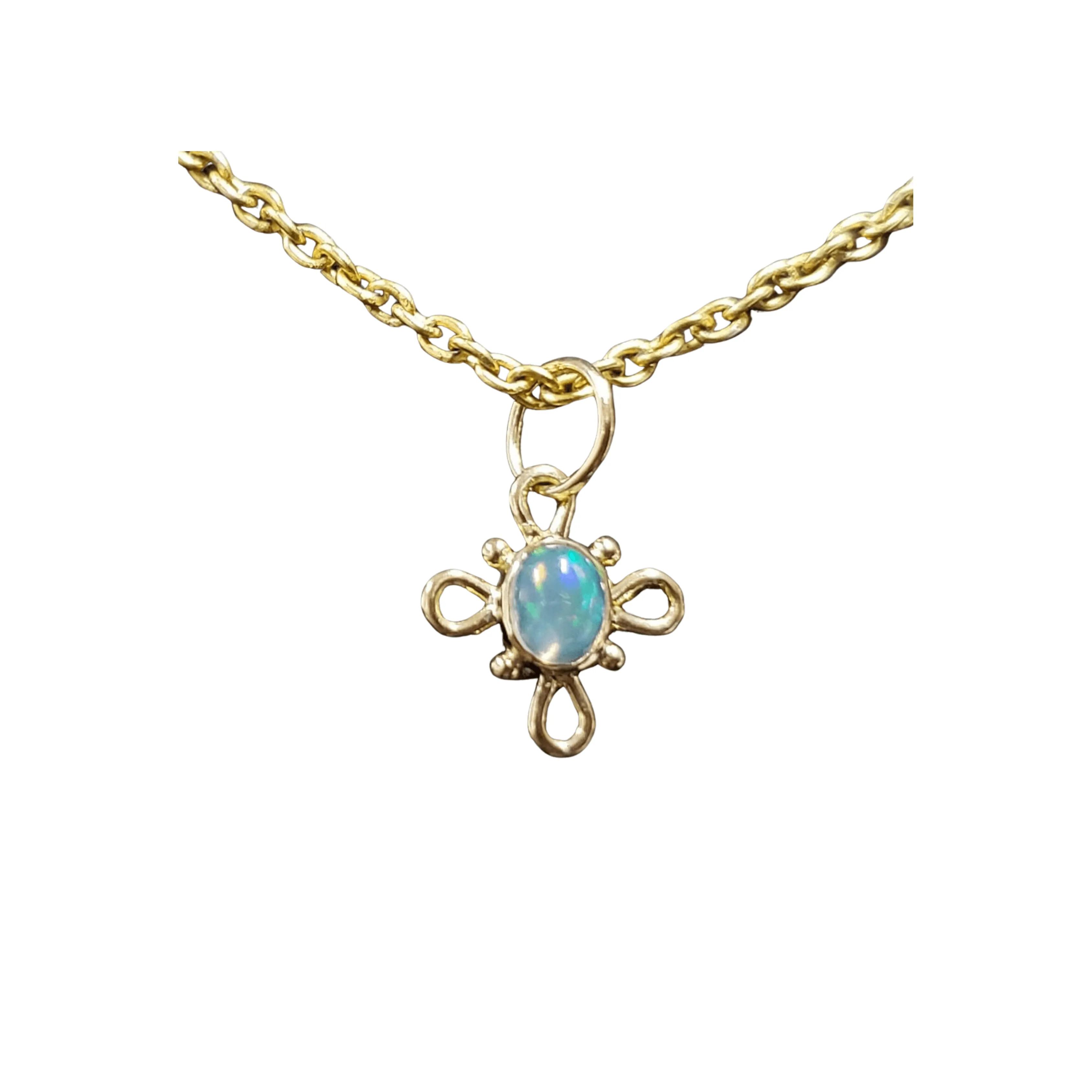 18k Gold Oval Opal Pendant