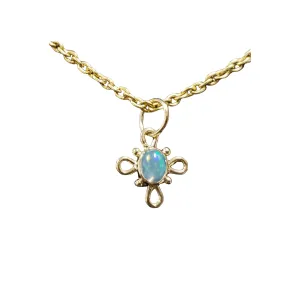 18k Gold Oval Opal Pendant