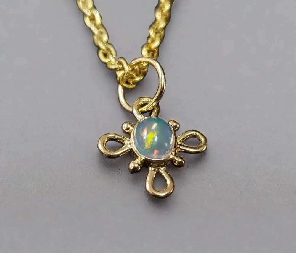 18k Gold Oval Opal Pendant