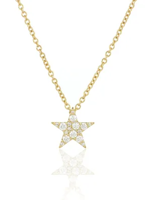 18k Yellow Gold Diamond Star Necklace