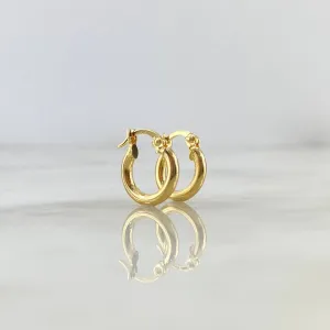 18K Yellow Gold Jass Smooth Hoop Earrings 0.9gr / 0.51in