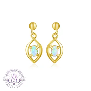18kt Yellow Gold dangling Crystal Opal 0.31ct earrings