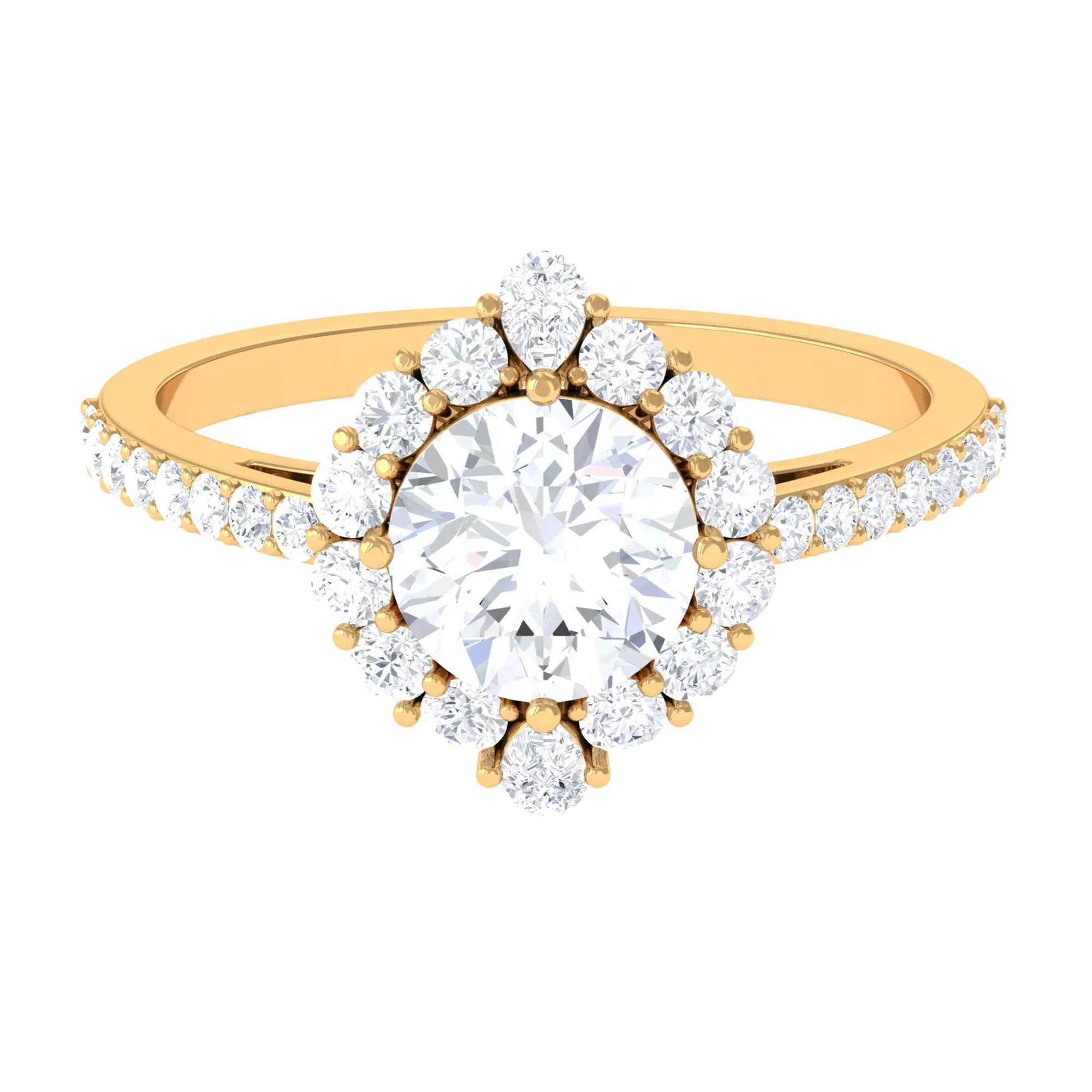 2.25 CT Zircon Halo Engagement Ring in Gold