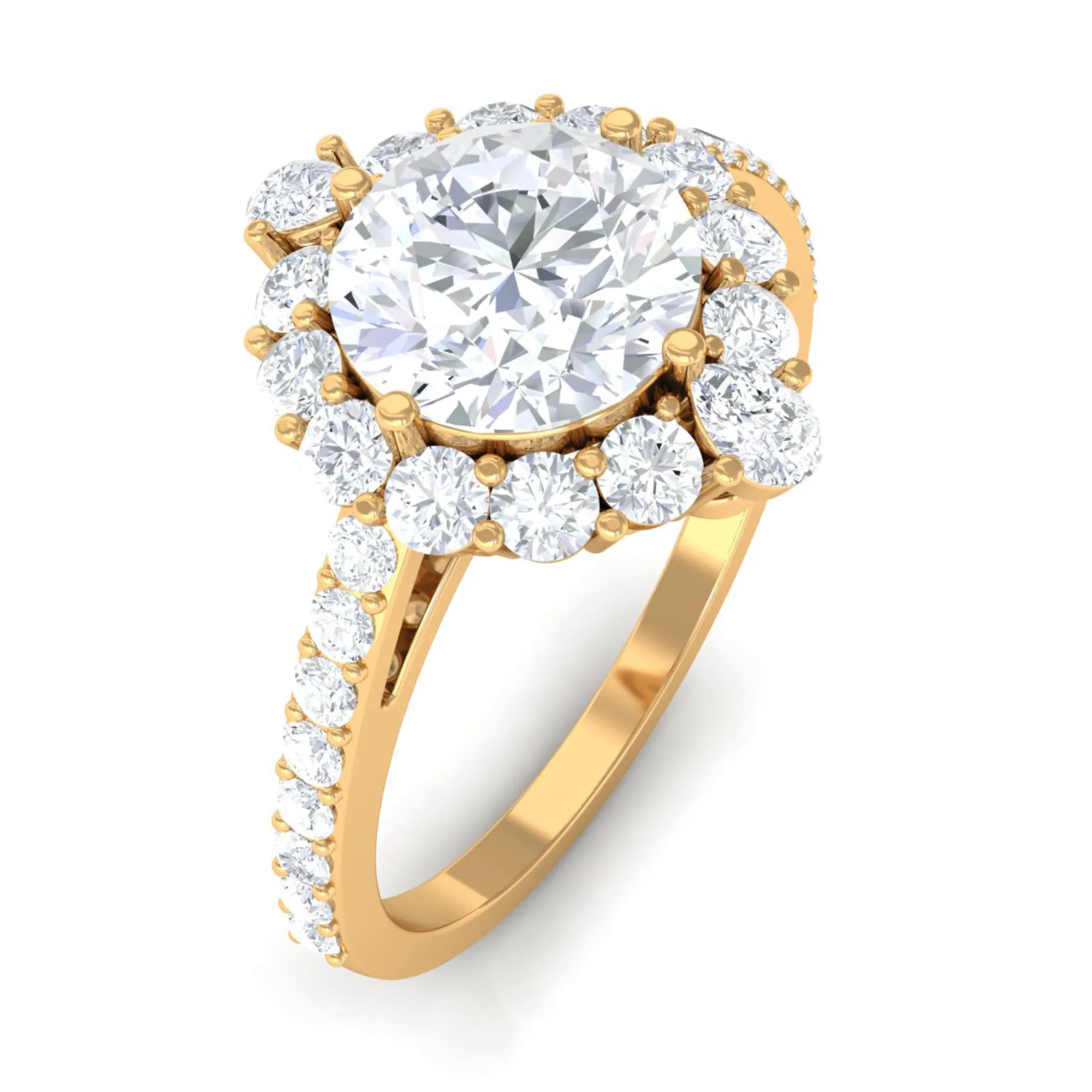 2.25 CT Zircon Halo Engagement Ring in Gold